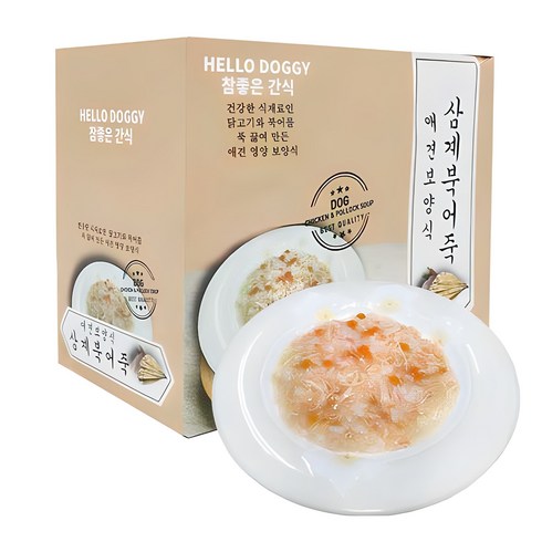 리퀴드잇노령견 - 참좋은간식 애견보양식 삼계북어죽, 삼계+북어 혼합맛, 80g, 10개