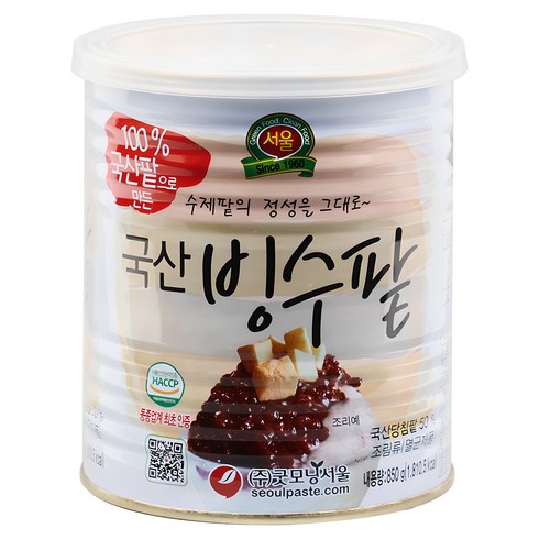 국산팥앙금 - 굿모닝서울 국산빙수팥, 850g, 1개