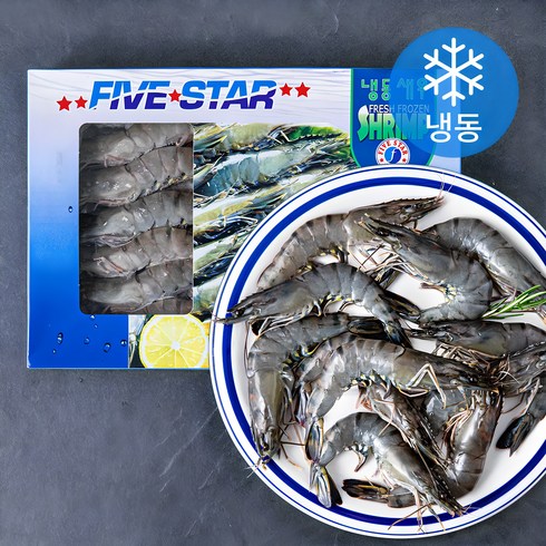 블랙타이거새우 - FIVESTAR 말레이시아산 블랙타이거 얼룩 새우 (냉동), 500g(20미), 1개