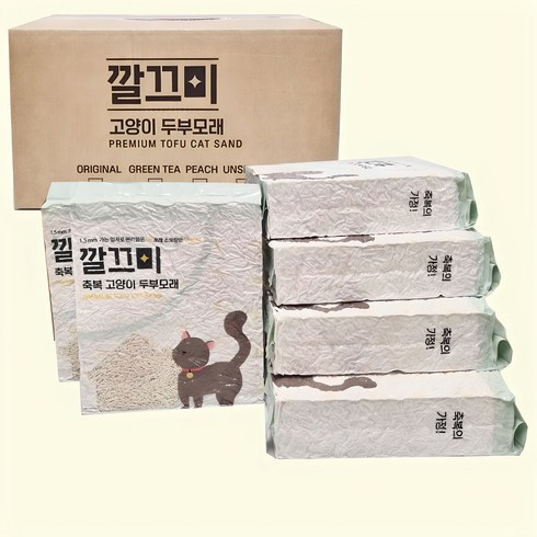 고양이두부모래 - 고양이두부모래 두부모래 고양이모래 8L 1.5mm 극세사입자 고운입자, 6개, 무향