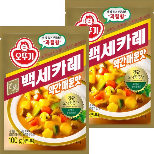 백세카레 - 오뚜기 백세 카레 약간매운맛, 100g, 2개