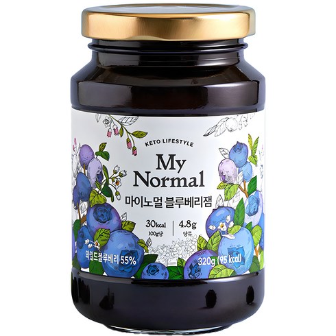 수제잼 - 마이노멀 저당 저칼로리 블루베리잼, 320g, 1개