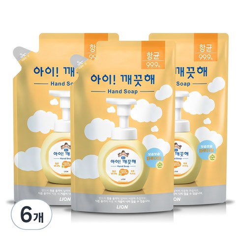 아이깨끗해 - 아이깨끗해 순 핸드워시 파우더향 리필용, 450ml, 6개