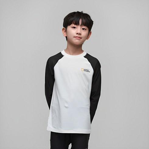 내셔널지오그래픽키즈래쉬가드 - [매장정품] 내셔널지오그래픽 키즈 K242URG650 라글란 그래픽 래쉬가드 CARBONBLACK 527418