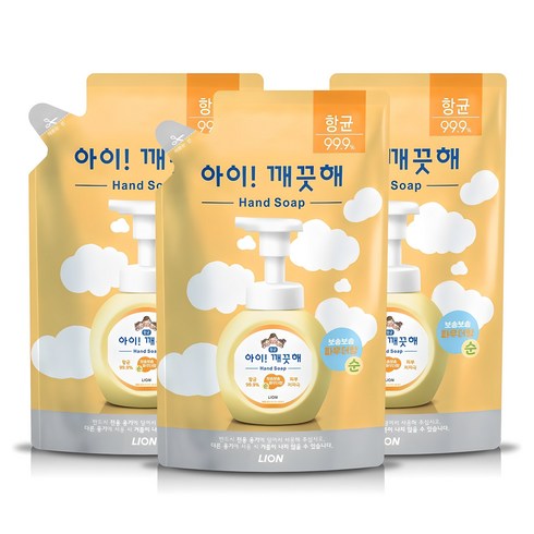 거품비누손세정제 - 아이깨끗해 폼 핸드솝 순 파우더향 리필, 450ml, 3개