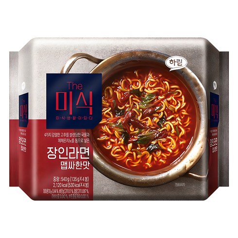 미식라면 - 더미식 장인라면 맵싸한맛 135g, 4개