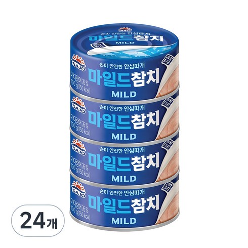 참치캔100g - 사조 마일드 참치 안심따개, 100g, 24개