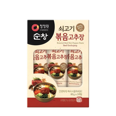 비빔밥고추장 - 청정원 순창 쇠고기 볶음고추장, 60g, 3개