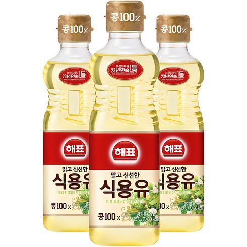 콩기름식용유 - 해표 콩기름 식용유, 900ml, 3개