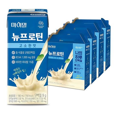 마이밀뉴프로틴 - 마이밀 뉴프로틴 단백질음료 고소한맛, 190ml, 64개