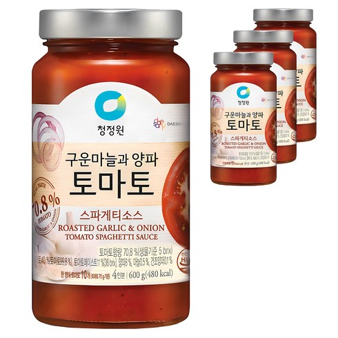 스파게티소스 - 청정원 구운마늘과 양파 토마토 스파게티소스, 4개, 600g