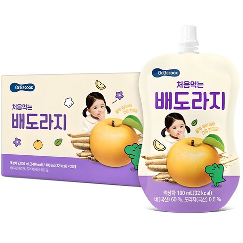 루솔배즙 - 베베쿡 처음 먹는 배도라지 유아 음료, 100ml, 20개