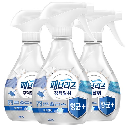 탈취제 - 페브리즈 항균 플러스 섬유탈취제 깨끗한향 본품, 360ml, 3개