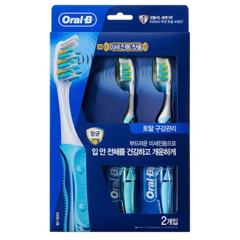 오랄비 프리미엄 미세진동 전동 칫솔 2개입, 1개
