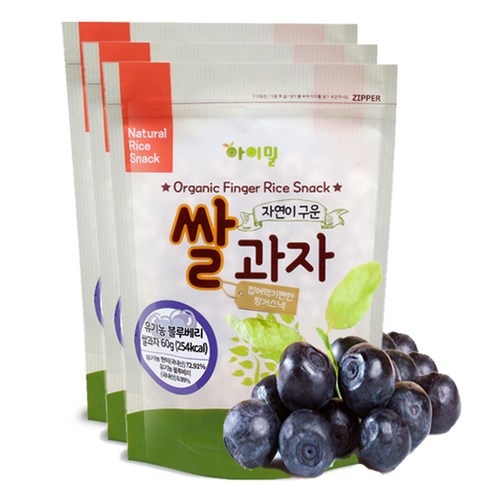 아이밀 자연이 구운 쌀과자, 블루베리, 3개