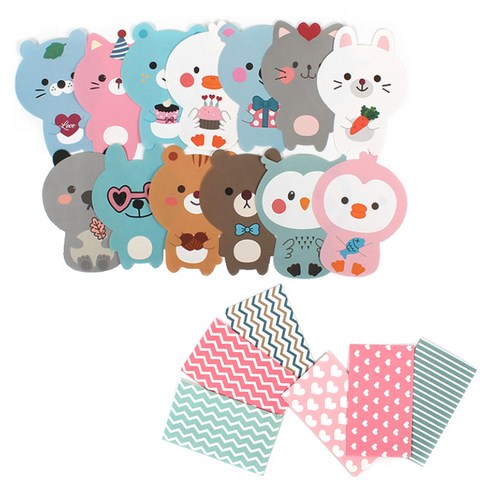 톡톡팬시 동물 도무송 편지지 4p x 5개입 + 편지봉투 2p x 5개입, 랜덤 발송, 1세트