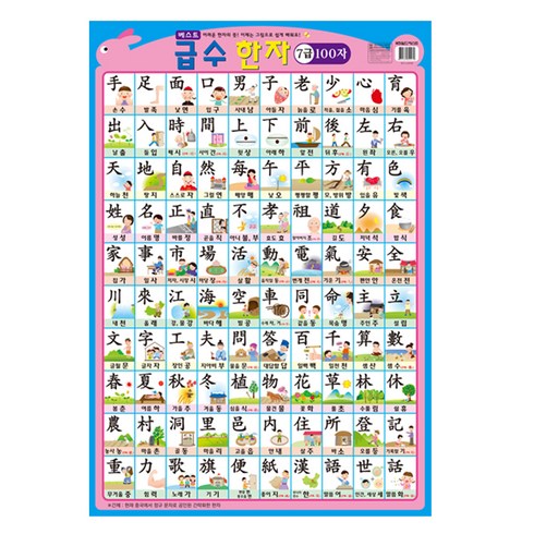급수한자 7급 100자(벽보), 1권, 월드베스트