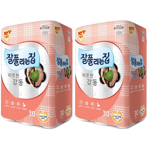 잘풀리는집 따뜻한감동 휴지 25m, 30개입, 2개