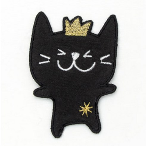 2023년 가성비 최고 찍찍이패치 - 해피베어스 왕관 고양이 봉제식 와펜, 블랙, 3개