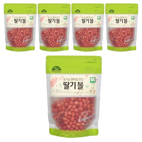 딸기볼 - 오가닉스토리 유기농 현미로 만든 유아 딸기볼 65g, 현미, 5개