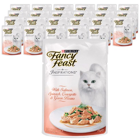 퓨리나 팬시피스트 인스퍼레이션 고양이 파우치, 연어 + 시금치 + 애호박 + 녹색콩, 70g, 24개