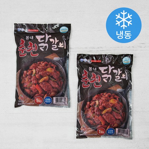춘천닭갈비 - 봄내푸드 춘천닭갈비 (냉동), 1kg, 2개