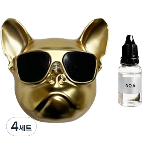 엠퓨처 차량용 불독 방향제 매트골드 + 오일 15ml + 클립 3cm + 오일솜 세트, 4세트, No5