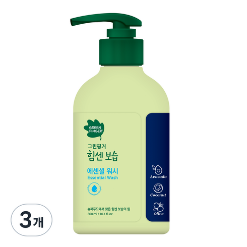 그린핑거 힘센보습 에센셜 바디워시, 3개, 300ml