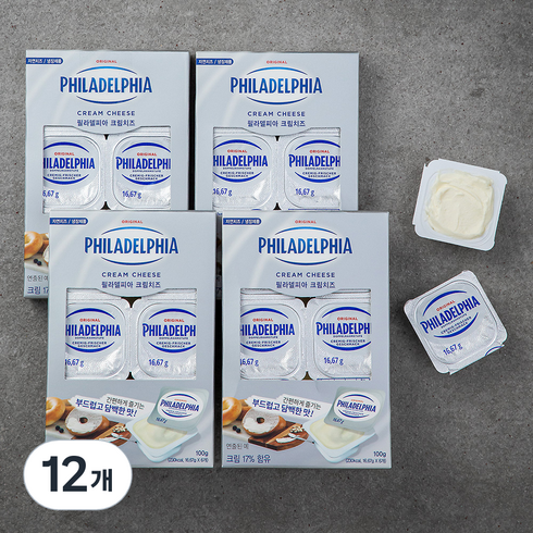필라델피아 크림치즈, 16.67g, 6개입, 12개