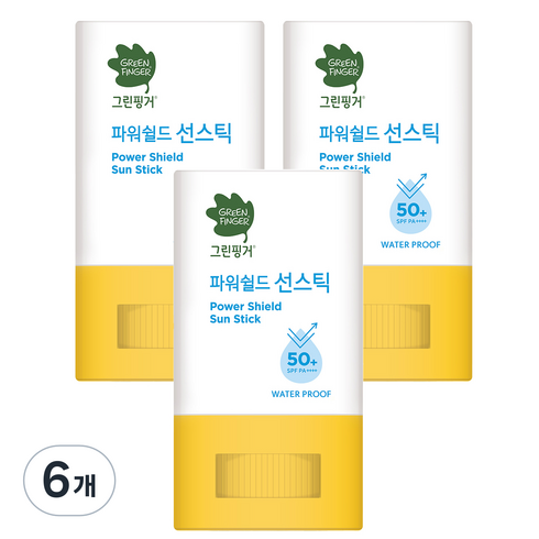 그린핑거 파워쉴드 선스틱 워터프루프 SPF50+ PA++++, 14g, 6개