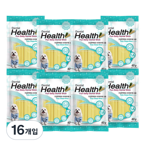 덴탈헬스 강아지 덴탈껌, 치즈맛, 60g, 16개