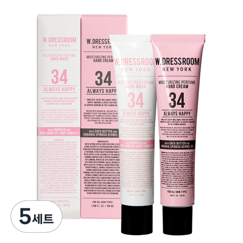 더블유드레스룸 퍼퓸 핸드크림 50ml + 워시 50ml No34 올웨이즈해피, 5세트