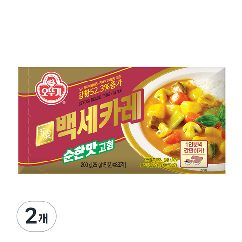 오뚜기 백세카레 고형 순한맛, 200g, 2개