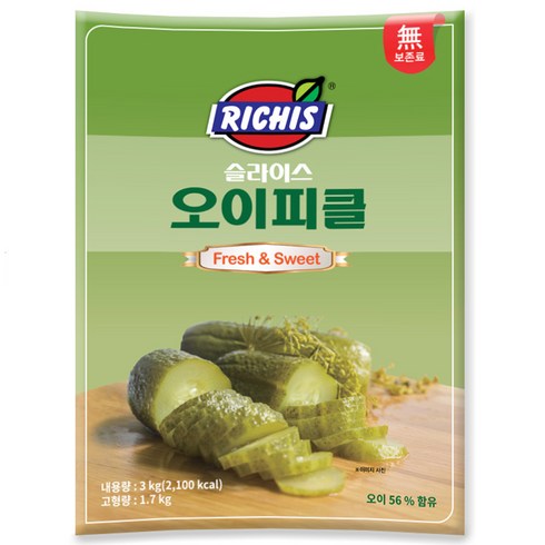 피클3kg - 리치스 슬라이스 오이피클 파우치, 3kg, 1개