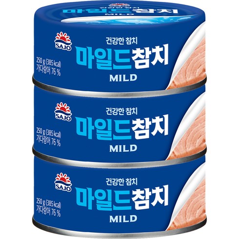 참치캔200 - 사조 마일드 참치, 250g, 3개