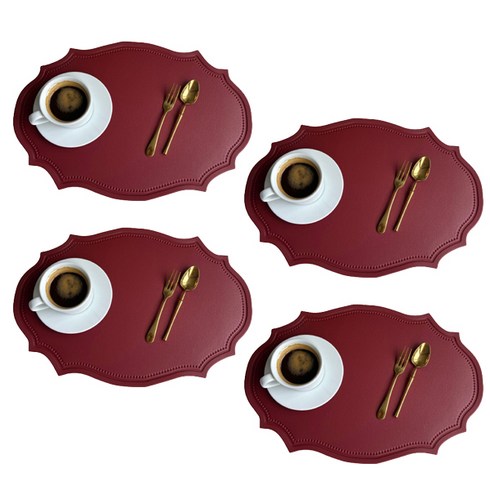 마켓감성 크리스마스 앤티크 PVC 테이블매트 빈티지, 레드, 43 x 30 cm, 4개
