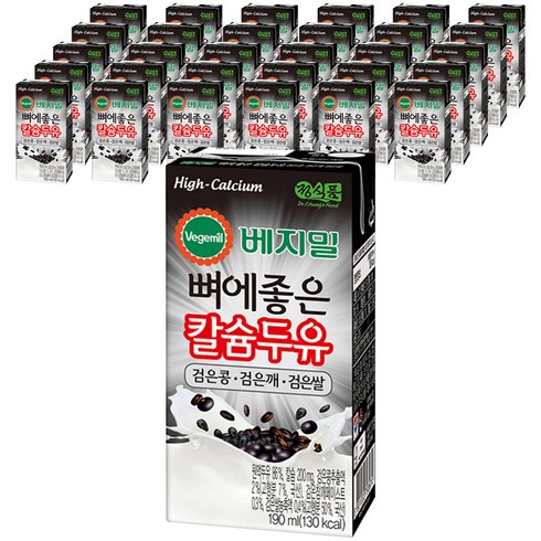 베지밀 뼈에좋은 칼슘두유 검은 콩 깨 쌀, 190ml, 80개