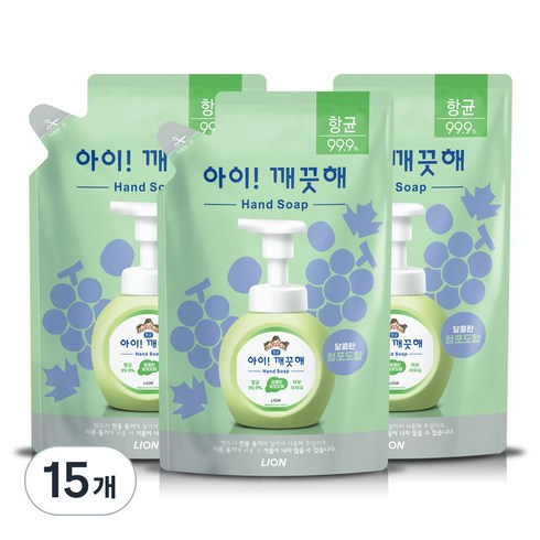 아이깨끗해 항균 거품 핸드 솝 청포도 리필, 450ml, 15개