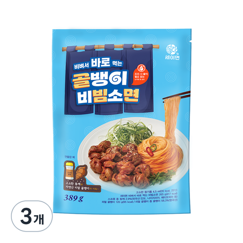 비벼서 바로 먹는 골뱅이 비빔소면, 389g, 3개