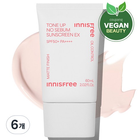 이니스프리 톤업 노세범 선스크린 EX SPF50+ PA++++, 6개, 60ml