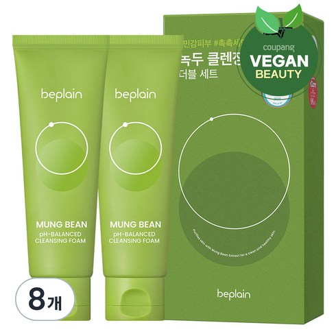 비플레인 녹두 약산성 클렌징폼, 80ml, 8개
