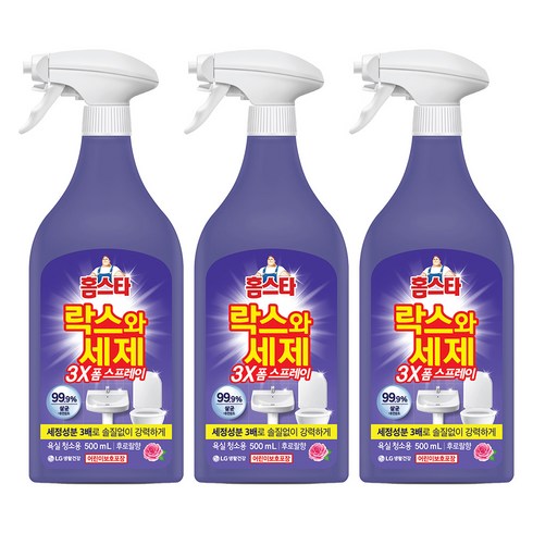 홈스타락스와세제 - 홈스타 락스와세제 3X 폼 스프레이 후로랄, 500ml, 3개