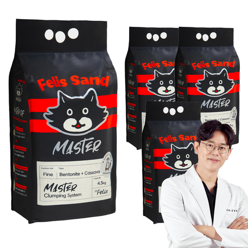 닥터펠리스 펠리스샌드 마스터 고양이모래, 4.3kg, 4개, 무향
