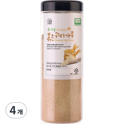 유기농마루 귀리로 만든 볶은 귀리가루, 420g, 4개