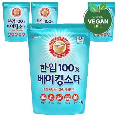 베이킹소다 - 한입 100% 베이킹소다, 2kg, 4개