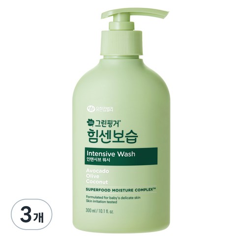 그린핑거워시 - 그린핑거 힘센보습 인텐시브 워시, 3개, 300ml