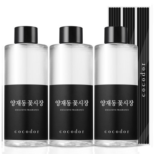 코코도르양재동꽃시장 - 코코도르 디퓨저 리필액 + 리드스틱 5P, 양재동 꽃시장, 200ml, 3개