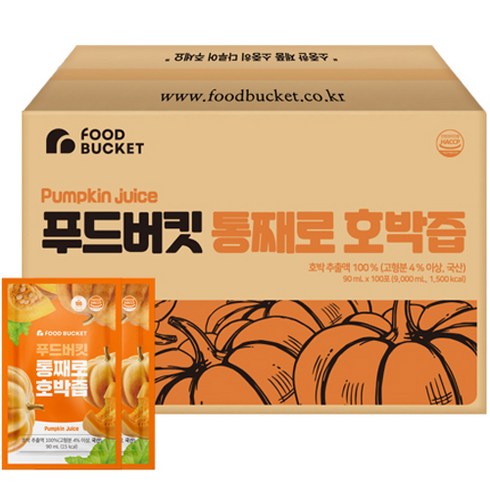 2023년 가성비 최고 호박즙 - 푸드버킷 늙은호박즙, 90ml, 100개