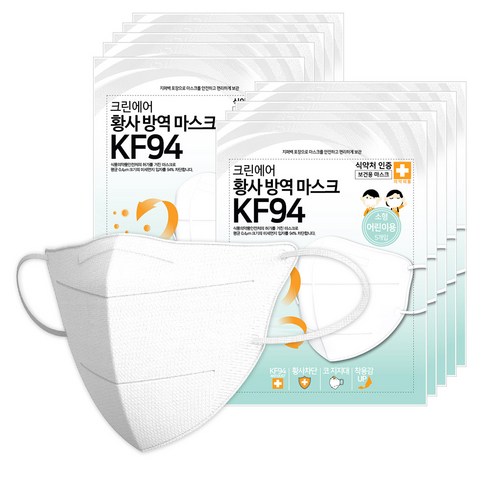 리벤스 크린에어 황사방역 마스크 화이트 소형 KF94, 5매, 10개