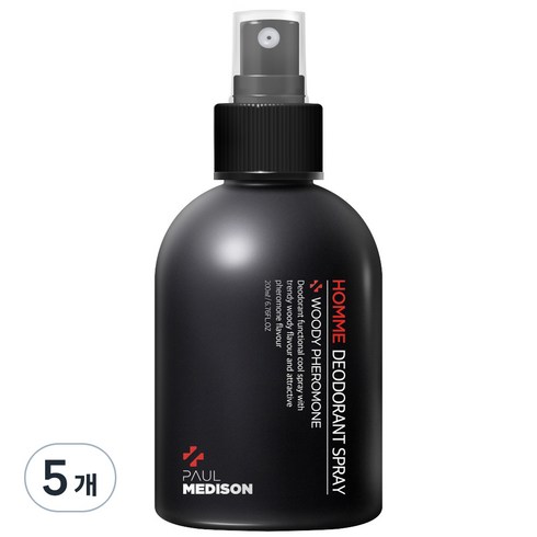 폴메디슨 옴므 데오드란트 스프레이 우디 페로몬향, 200ml, 5개